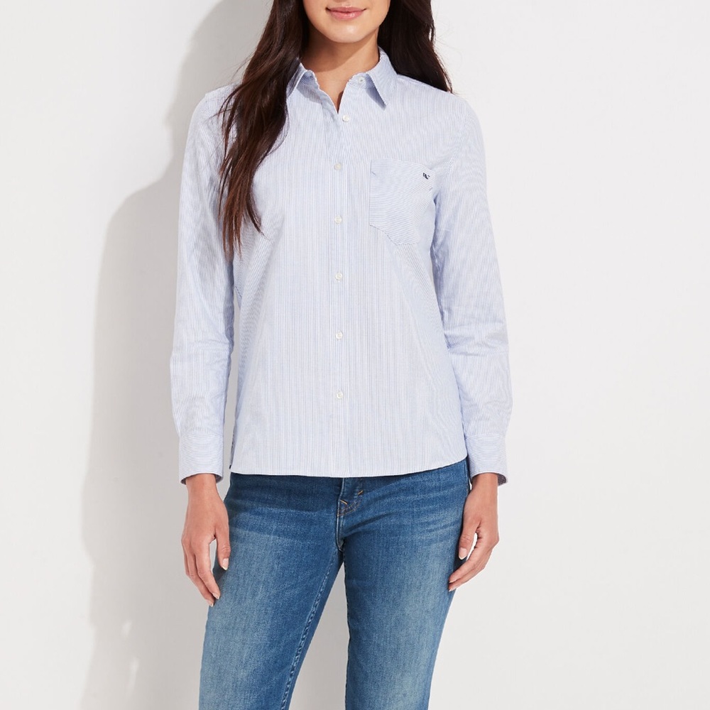 Vineyard Vines Oxford Striped Chilmark Relaxed Button-Down Shirt in size 00 - Picture 2 of 6